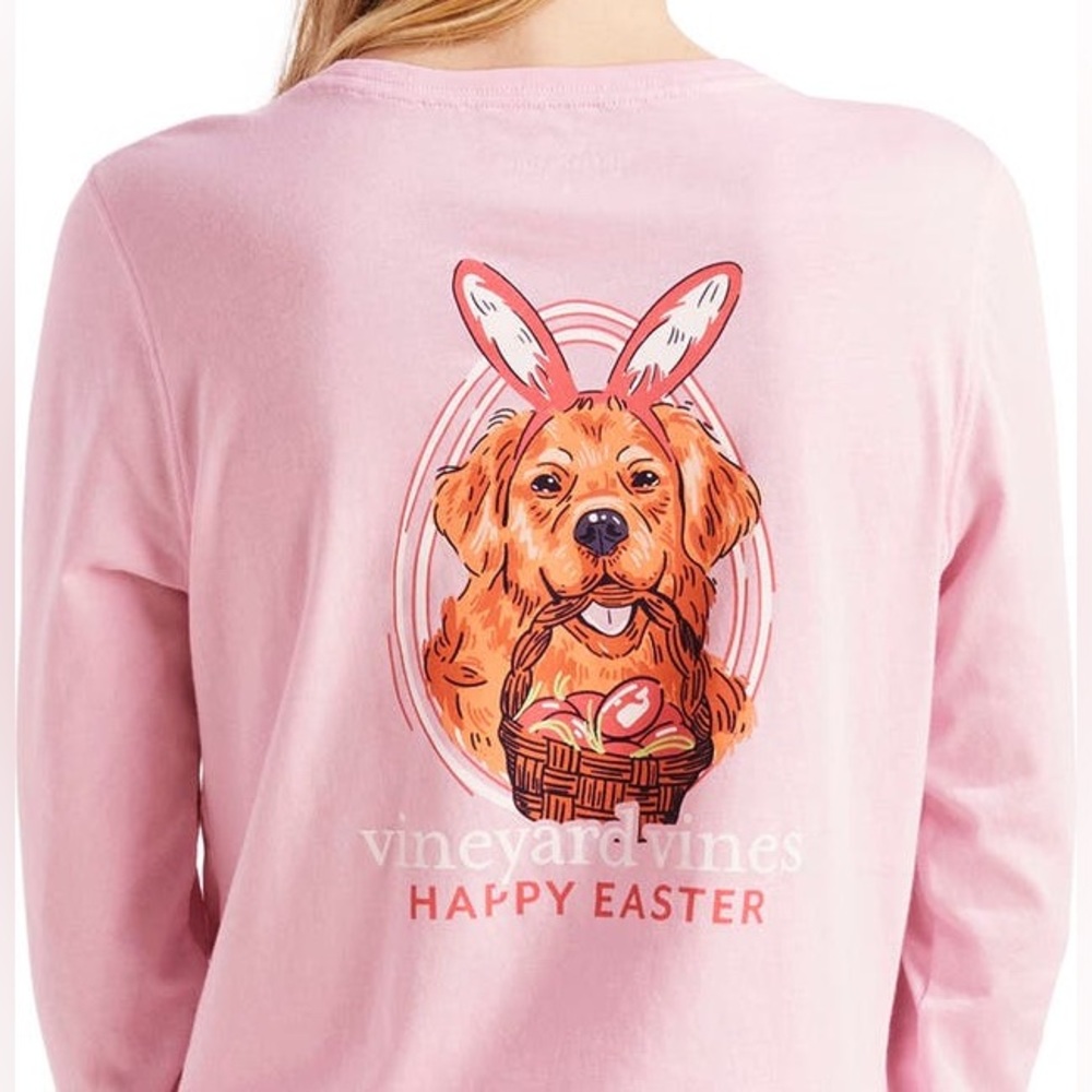 Vineyard Vines Pink Easter Dog Long Sleeve Size X-Large